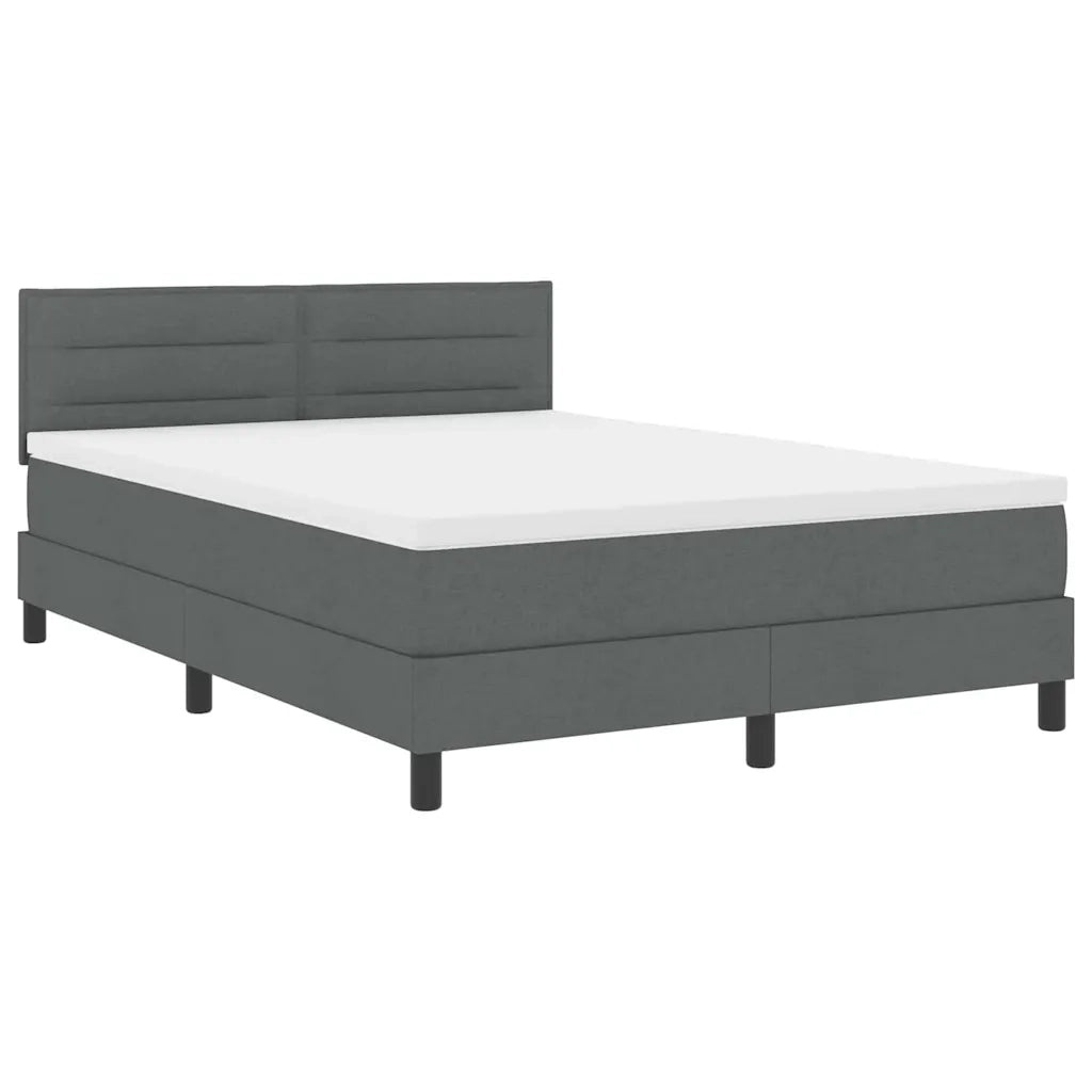 Letto a molle con materasso Grigio scuro 140 x 190 cm Tessuto