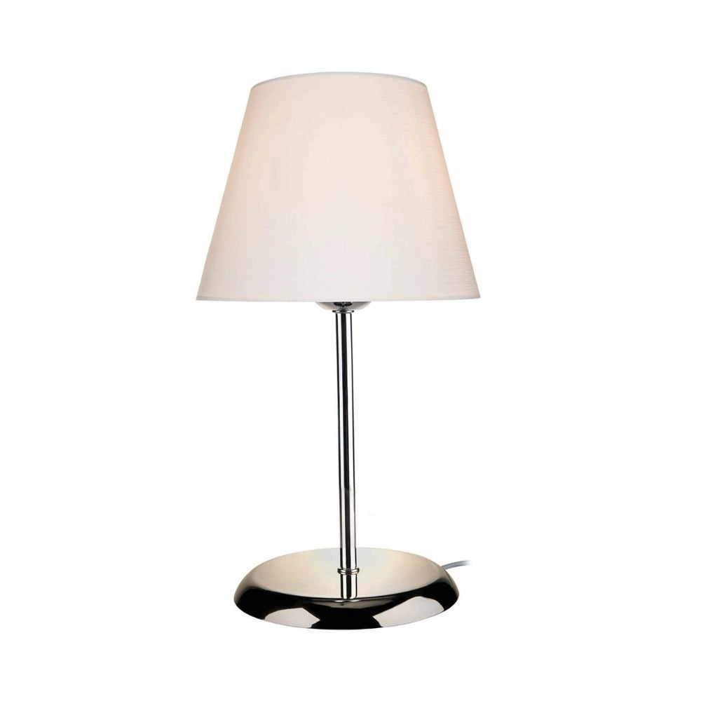 Lampada da tavolo Elva  in metallo e paralume tessuto