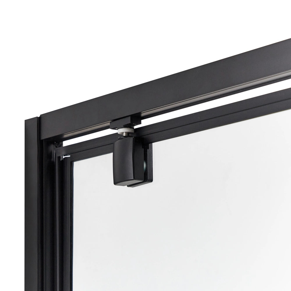 Box Doccia Vetro Temperato nero Cornice Alluminio Anta Singola Quadrata 70 x 70 x 185 cm