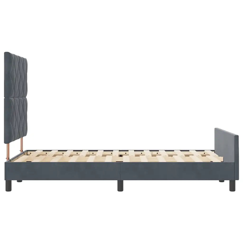 Letto a molle con testiera Grigio scuro 120 x 200 cm Velluto 3345000