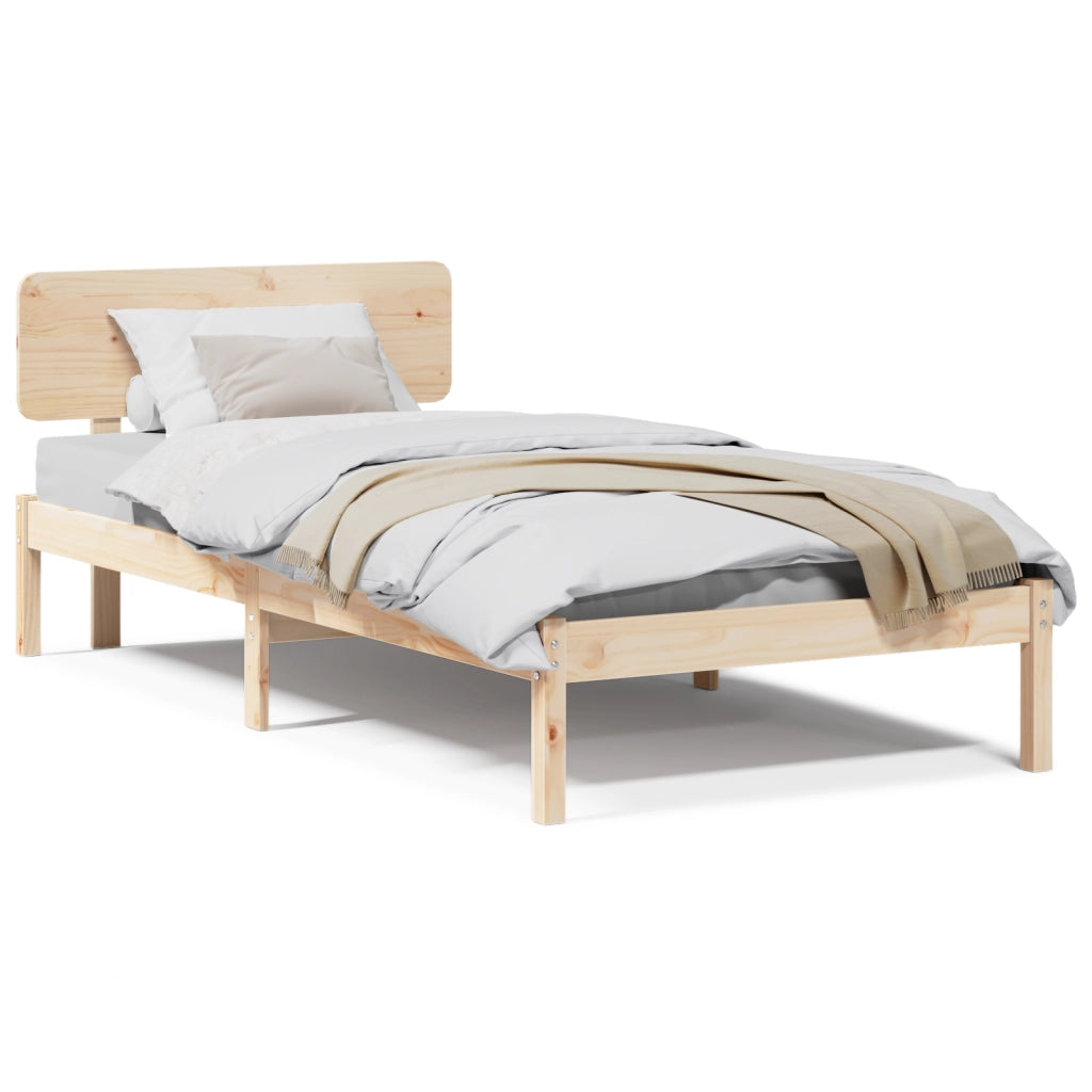 Struttura Letto con Testiera 90x200 cm in Legno di Pino Massello