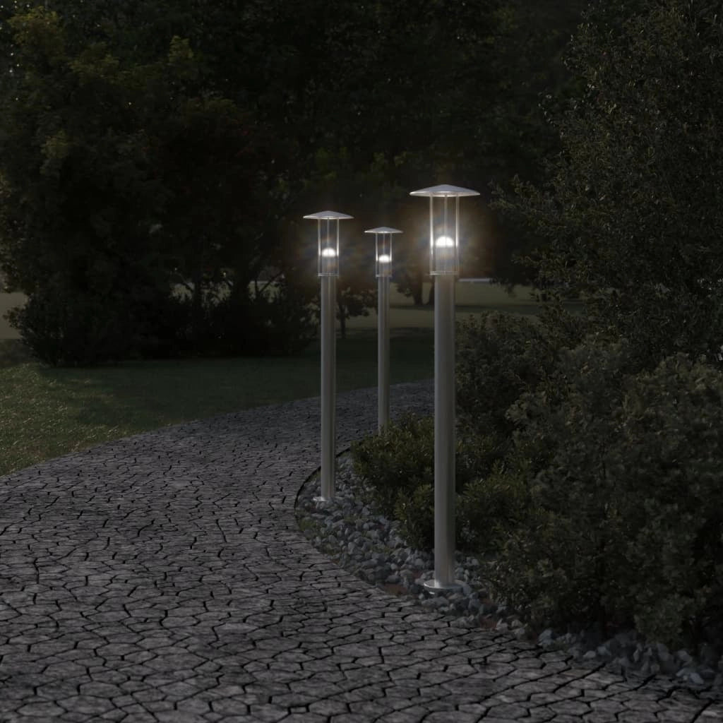 Lampada da terra per esterni in argento 100 cm in acciaio inox Argento 02_0042514