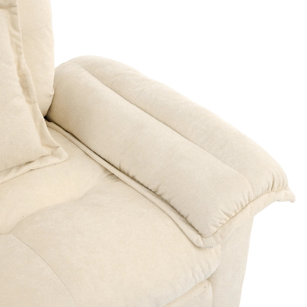 Poltrona girevole a 360° con cuscino di supporto in ciniglia beige