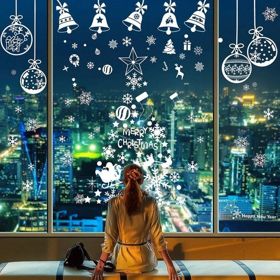 398 pezzi di decorazione per finestre autoadesiva - Natale - festa - articoli per l'anno nuovo - decorazioni per l'autoaiuto per porte - finestre - vetrine - tema natalizio - festa - PVC