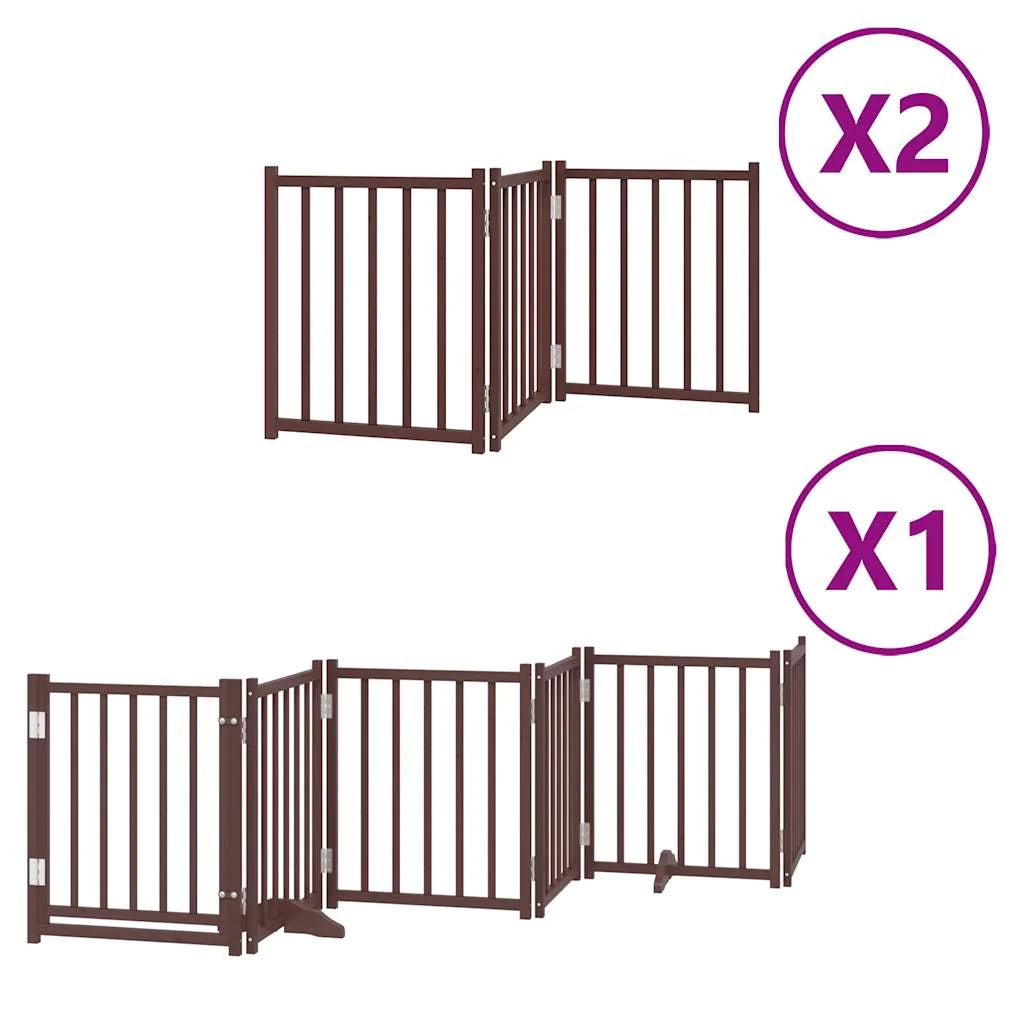 Cancelletto di sicurezza per animali domestici porta pieghevole 12 pannelli legno di pioppo marrone 02_0023170