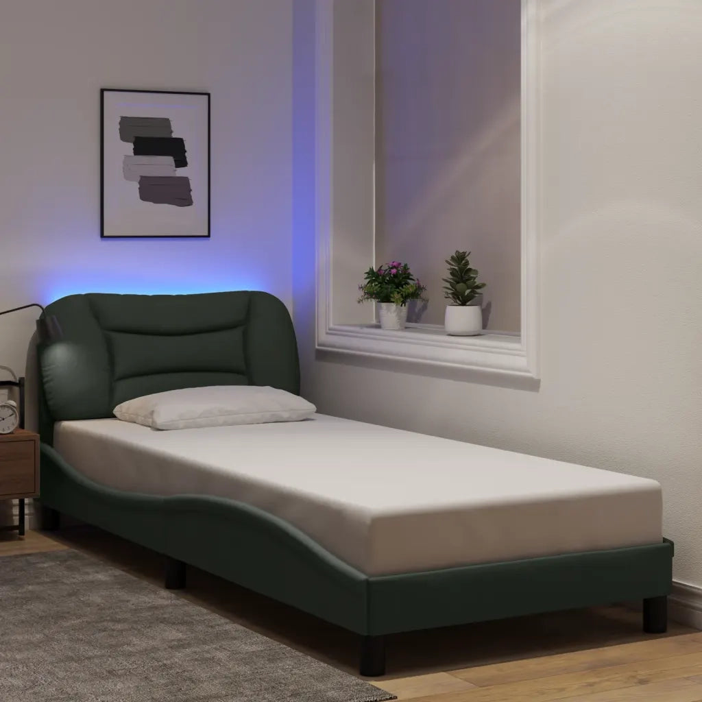 Giroletto con LED senza Materasso Hvar Grigio Scuro 90x190cm Tessuto