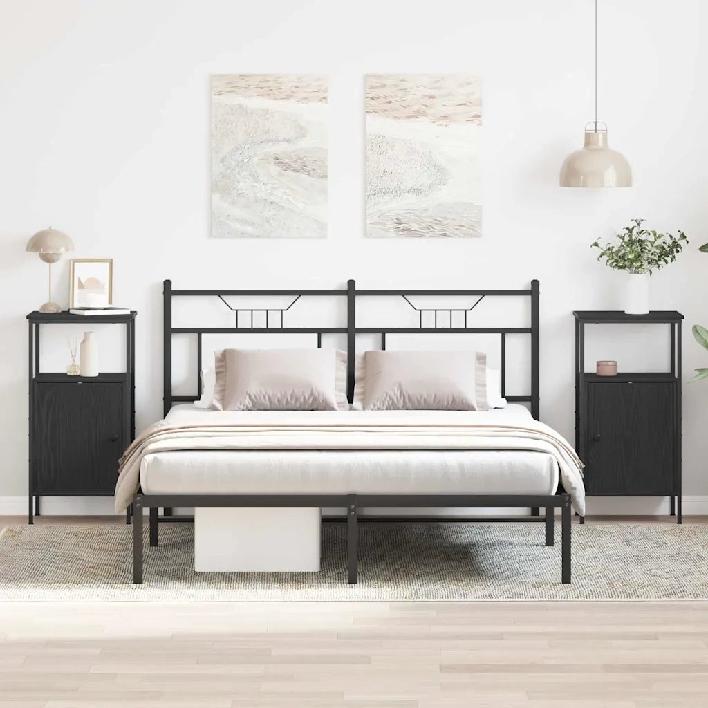 Set di 2 Comodini | Armadio da Notte | Mobiletto da notte Rovere Nero 41 x 31 x 80 cm