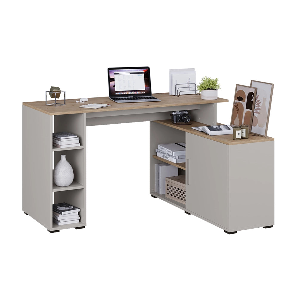 Vicco Scrivania angolare Cachemire 135 x 110 cm con ripiani