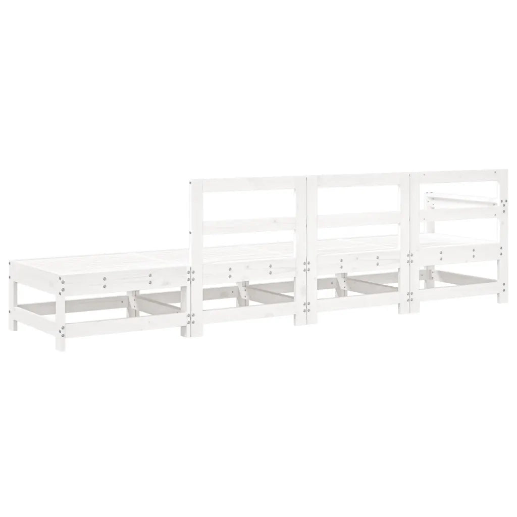 Set Salotto da Giardino 4 pz Bianco in Legno Massello di Pino 825535
