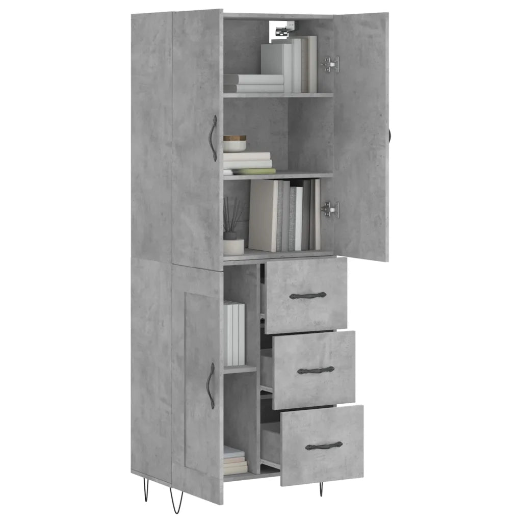 Credenza | Madia | Buffet da pranzo | Armadio da pranzo Grigio Cemento 69,5x34x180 cm in Legno Multistrato