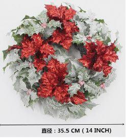 Coroncina con pungitopo rosso cm Ø17xh35