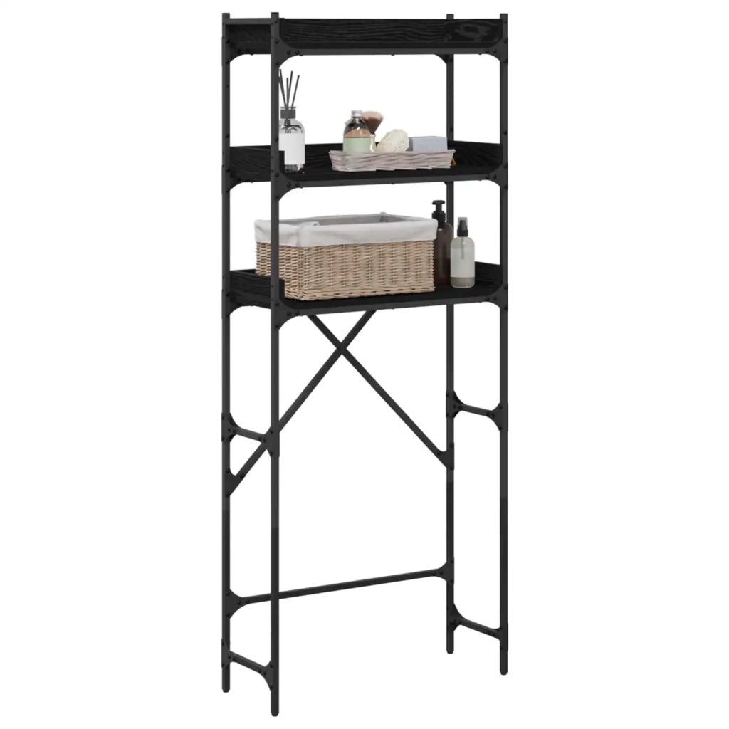 Mensola per lavatrice Rovere Nero 67 x 25 x 163 cm