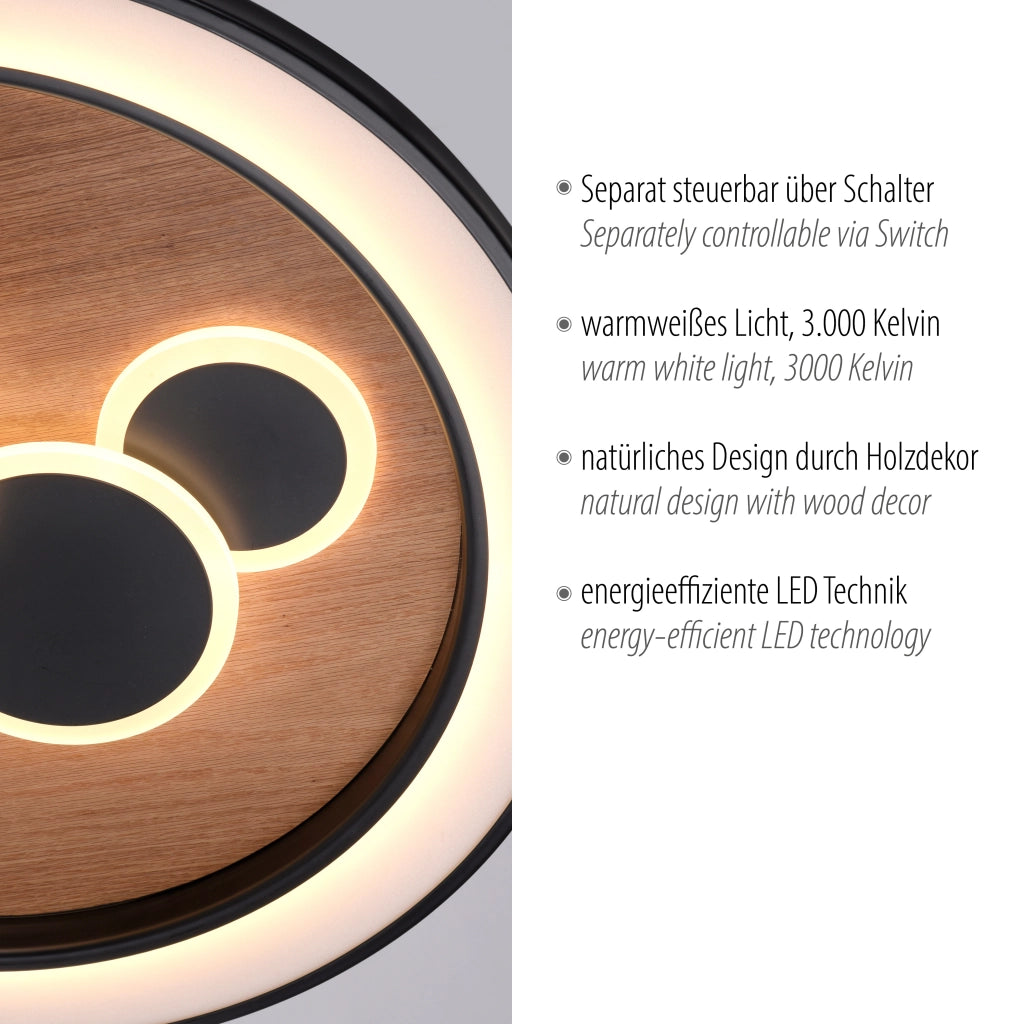 Plafoniera 60cm legno/nero LED 63W Eliza Paul Neuhaus