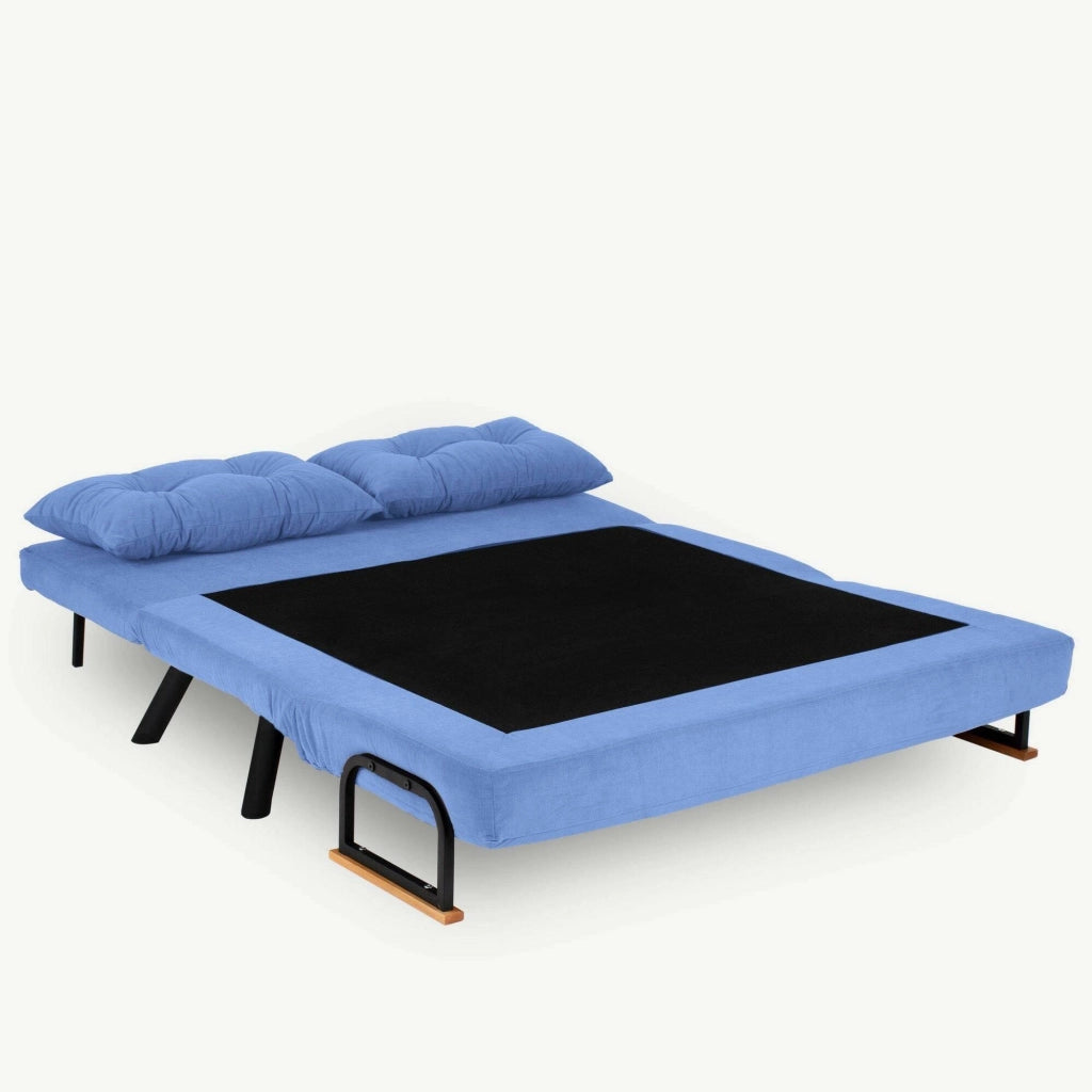 Calvin, Divano Letto 2 Posti Contenitore, 133x78 cm blu