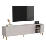 Mobile porta TV Varenna, Madia da salotto con quattro ante battenti, Rialzato da terra, 200x42 h52 cm, Beige