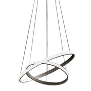 Lampadario led Iole S2 40W dimmerabile - Sospensione moderna titanio a doppio anello, luce calda 3000K, 2000lm, design elegante