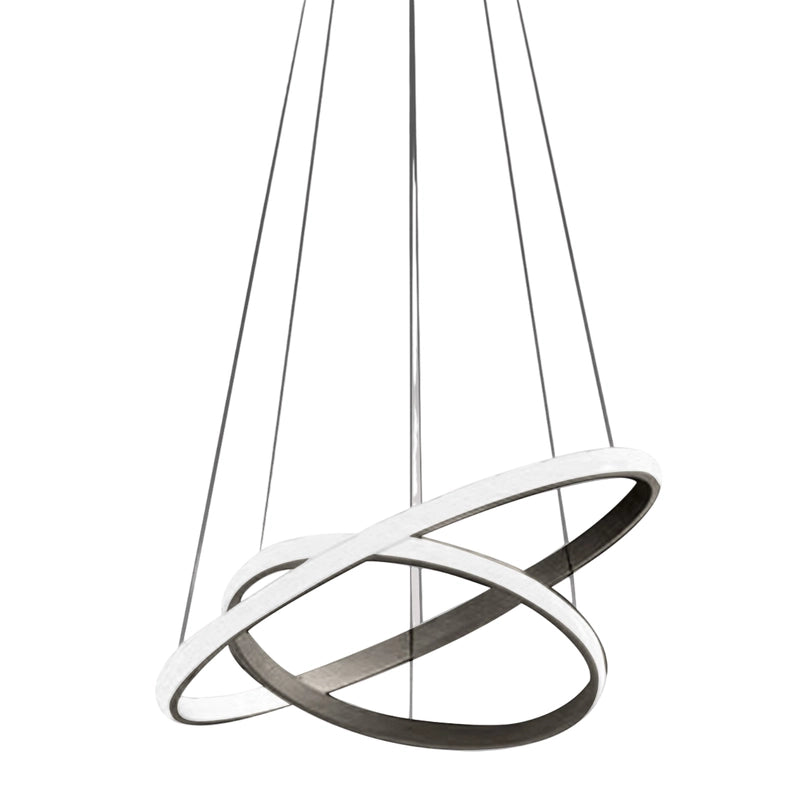 Lampadario led Iole S2 40W dimmerabile - Sospensione moderna titanio a doppio anello, luce calda 3000K, 2000lm, design elegante