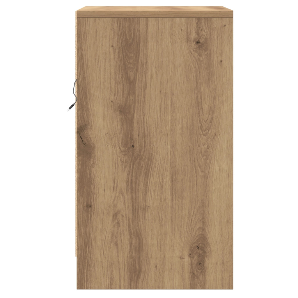 Comodino con luci LED Rovere Artisanale Legno ingegnerizzato