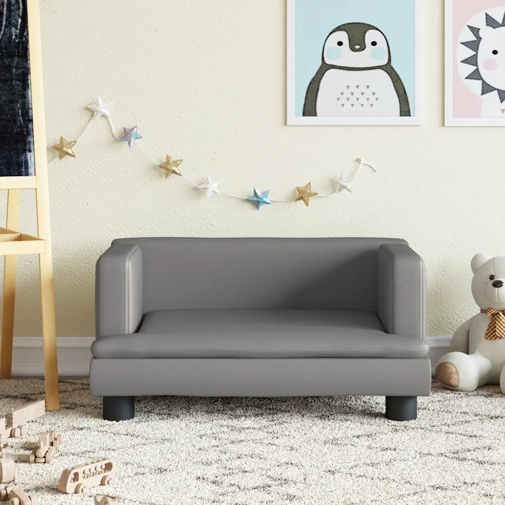Divano per Bambini Grigio 60x40x30 cm in Similpelle