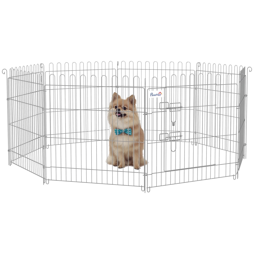 Recinto per cani pieghevole 8 pezzi con porta ¨C zephmum ¨C grigio 63x60 cm