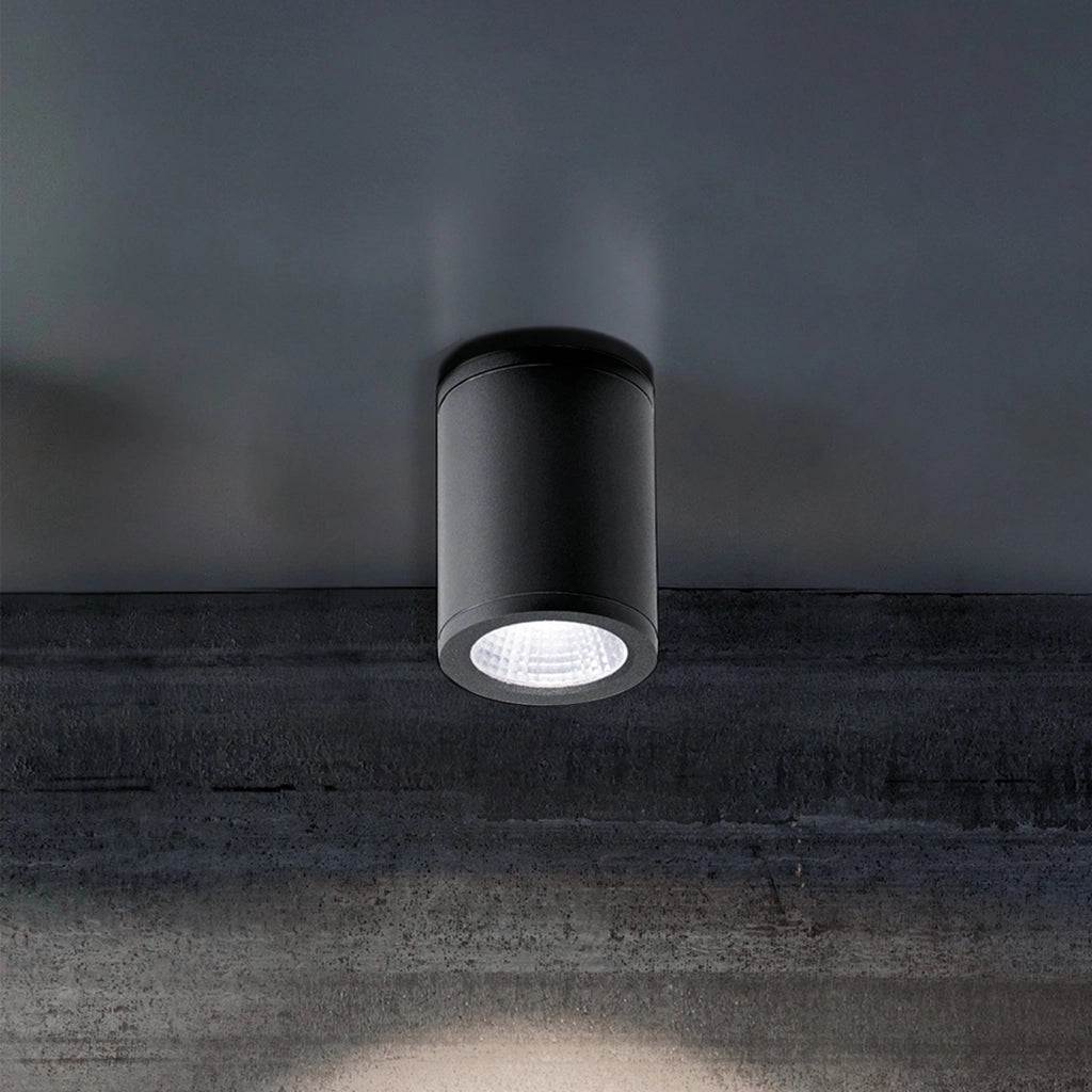 Sole Lampada da soffitto LED tonda in alluminio pressofuso grigio scuro 6W IP54, perfetta per illuminazione architettonica di interni ed esterni
