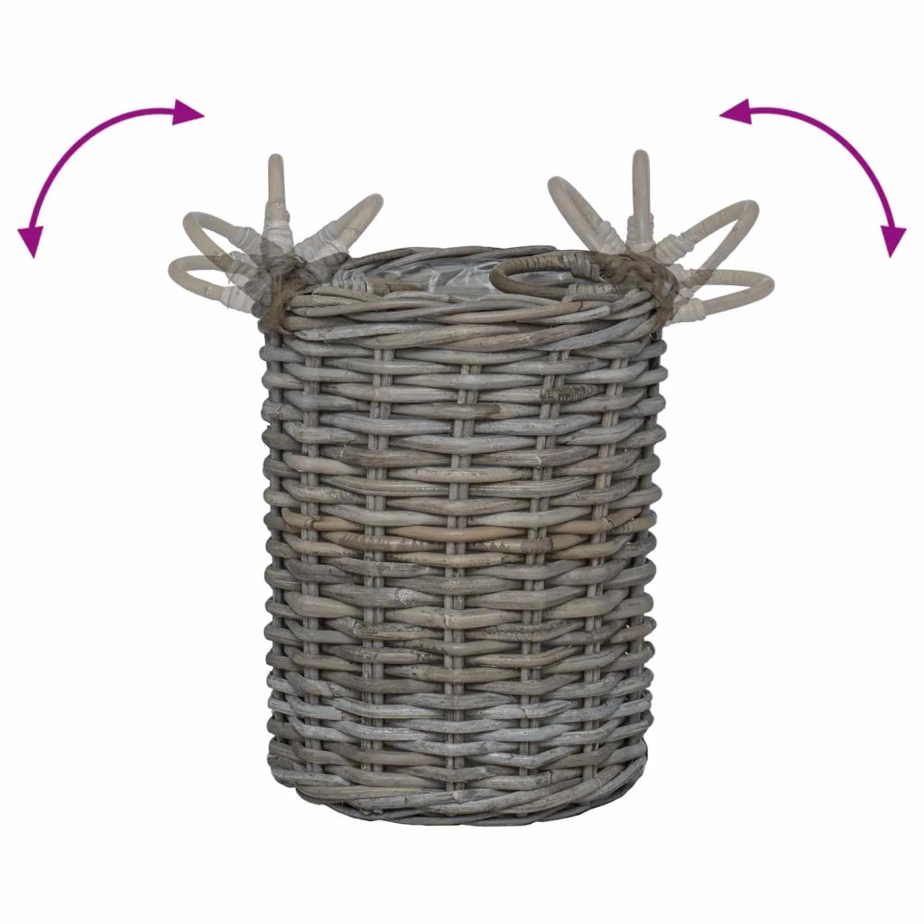 Cesto per Piante con archiviazione 2 pcs Grigio Rattan Kubu