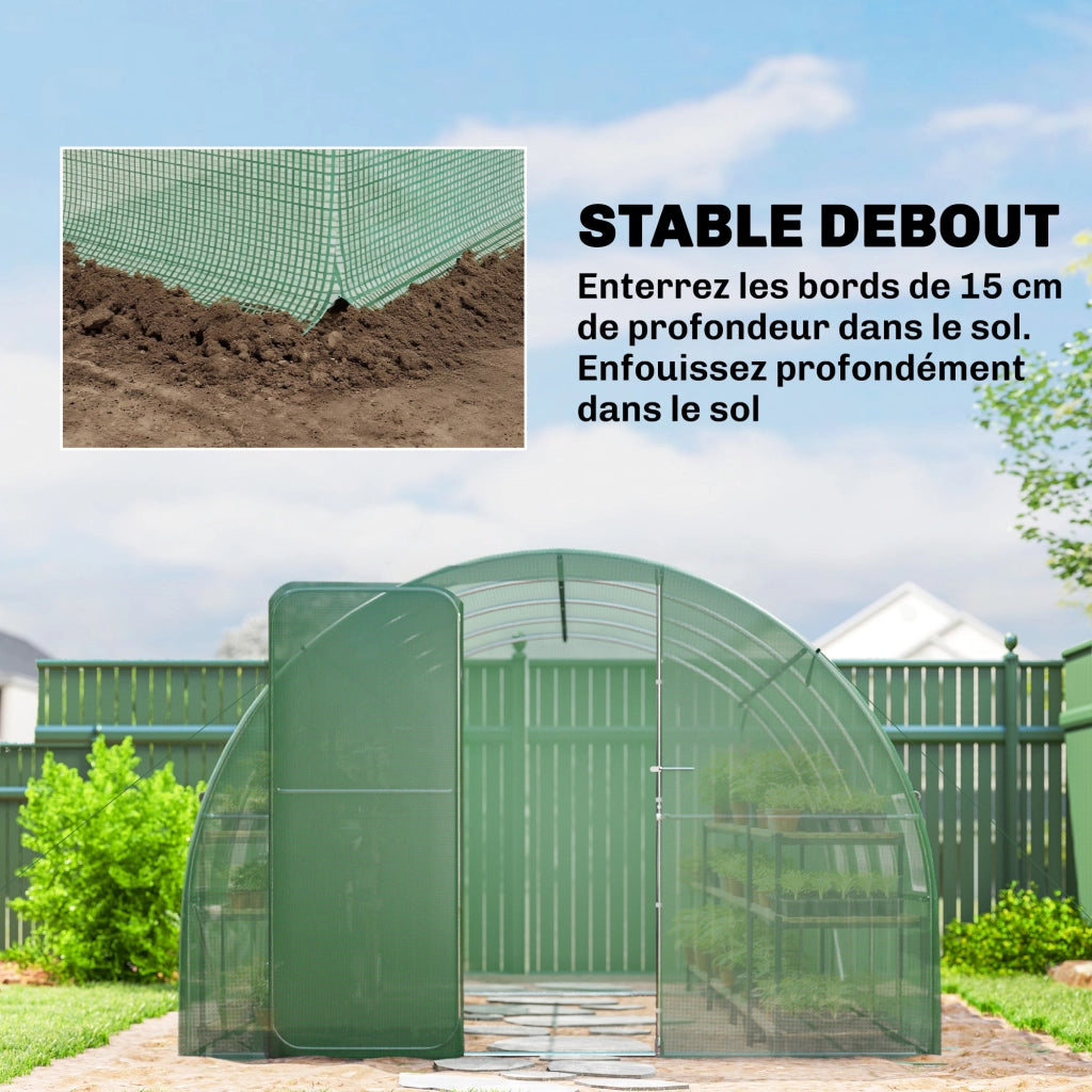 Serra Tunnel da Giardino 12m2 ¨C Xylo ¨C 295x400x200cm Verde con Porta e 8 Finestre