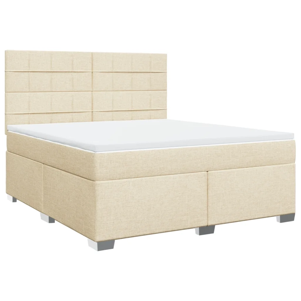 Giroletto a Molle con Materasso Crema 180x200 cm in Tessuto