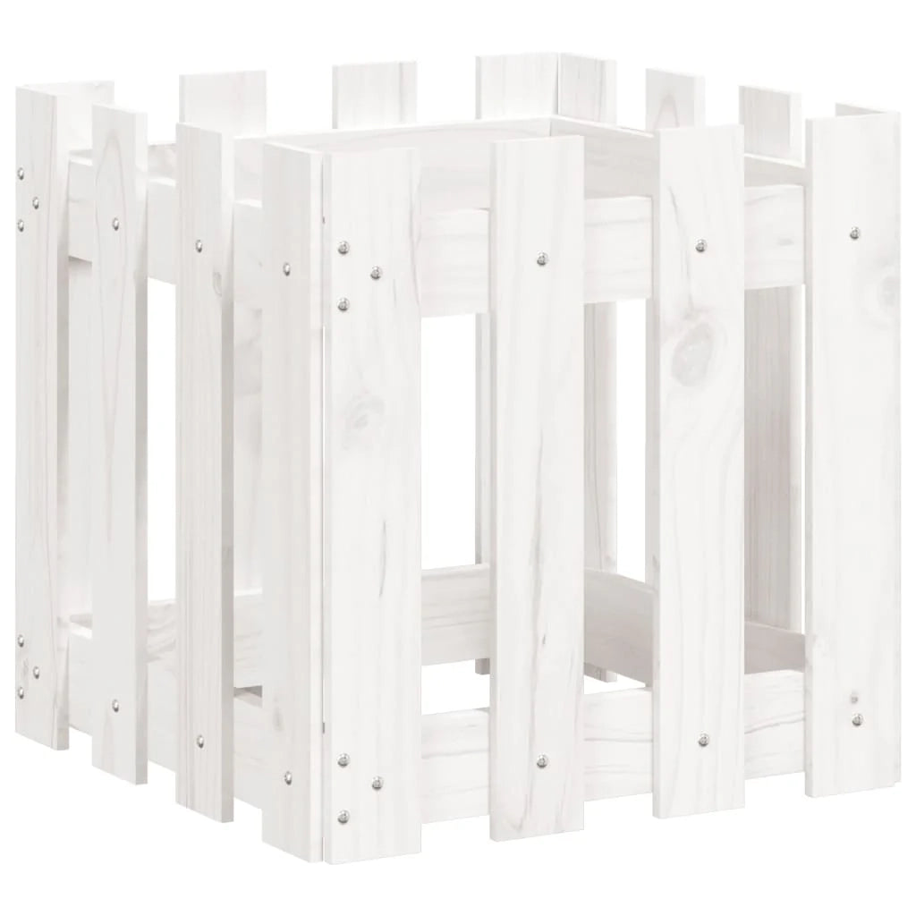 Fioriera rialzata per piante fiori e terrazze con design a recinzione 40 x 40 x 40 cm pino bianco massiccio 02_0038095