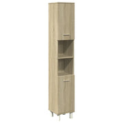 Mobiletto da bagno moderno con vano contenitore 30,5 x 30 x 179 cm realizzato in legno composito di rovere Sonoma 02_0049697