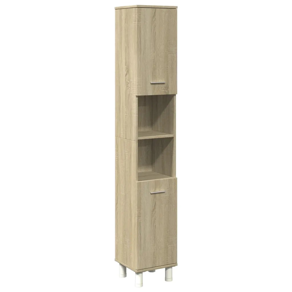 Mobiletto da bagno moderno con vano contenitore 30,5 x 30 x 179 cm realizzato in legno composito di rovere Sonoma 02_0049697