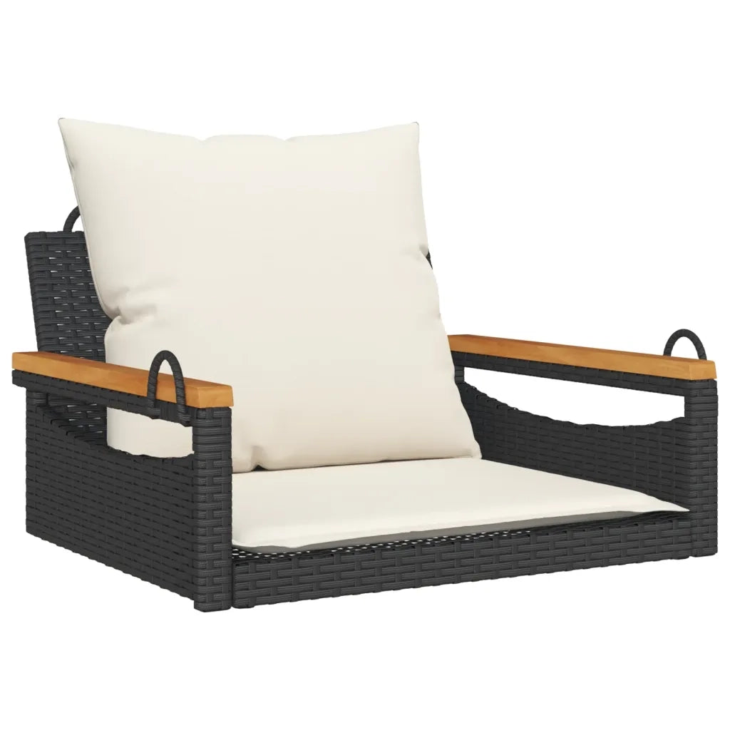 vidaXL Panchina a Dondolo con Cuscini Nera 63x62x40 cm in Polyrattan