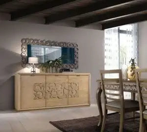 Credenza madia buffet moderna mod Eva in legno di frassino color naturale