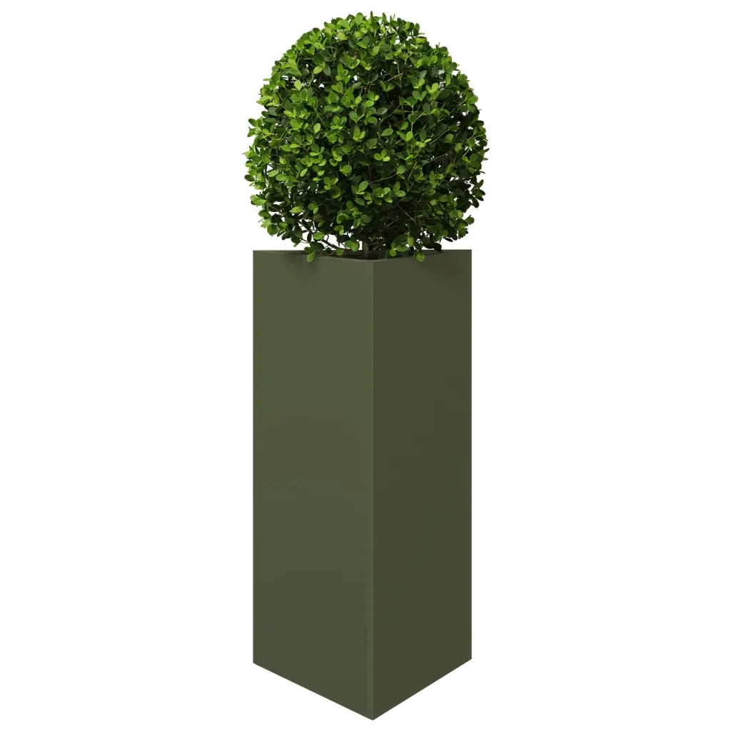 Fioriere 2 pz Verde Oliva Triangolari 40x34,5x70 cm in Acciaio