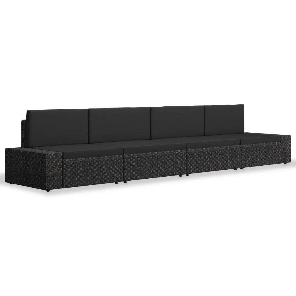 Set Divani da Giardino 4 pz in Polyrattan Nero cod mxl 39697