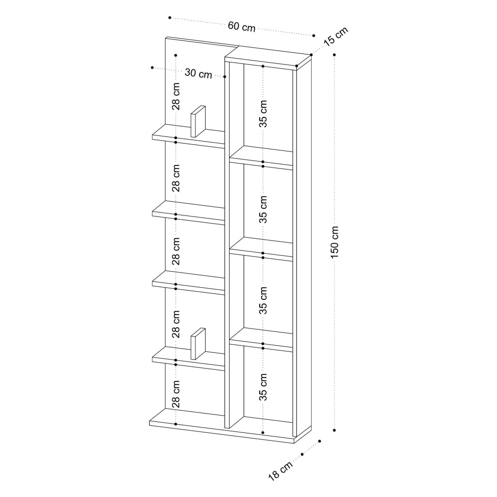 Libreria in legno "Viva" - 60 x 18 x 150 cm - Bianco