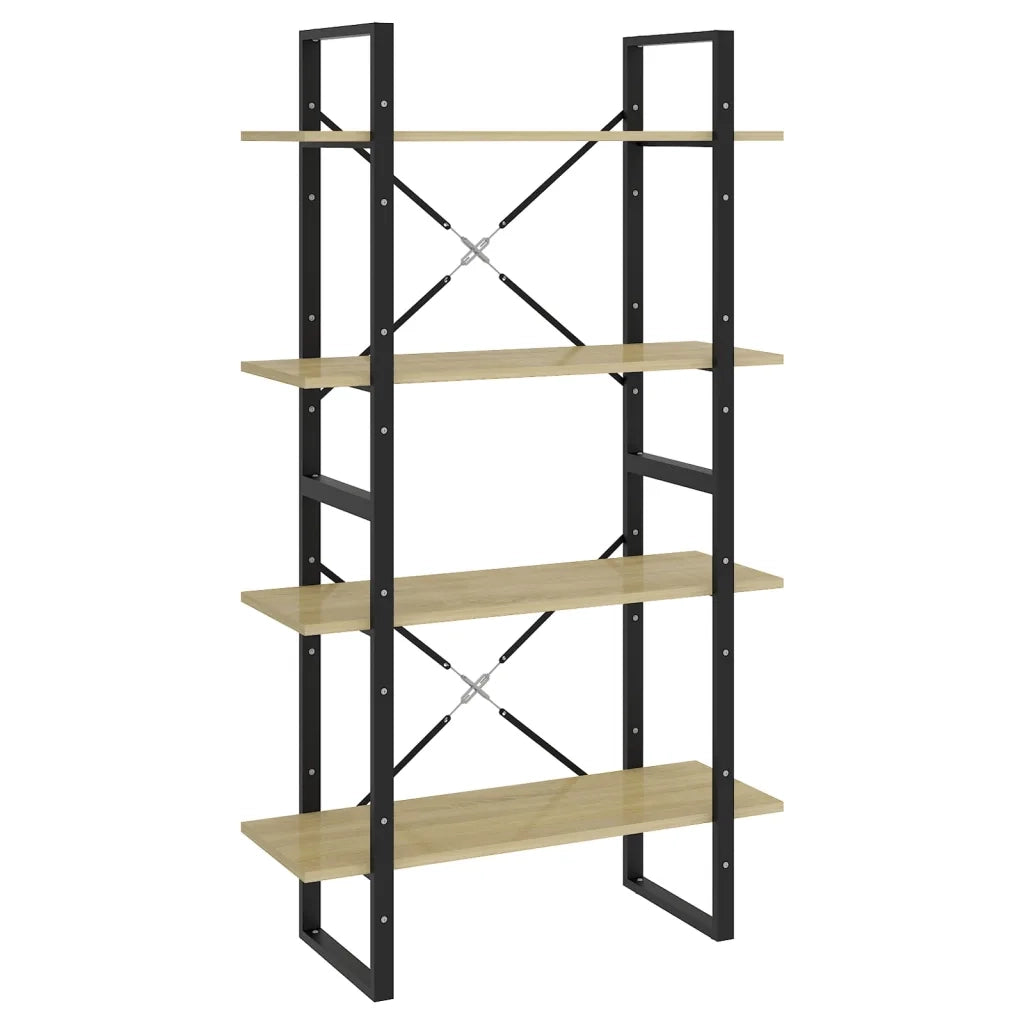 Libreria 4 Ripiani-Scaffale per Libri-Mobile di Stoccaggio Rovere Sonoma 80x30x140 cm Legno Multistrato