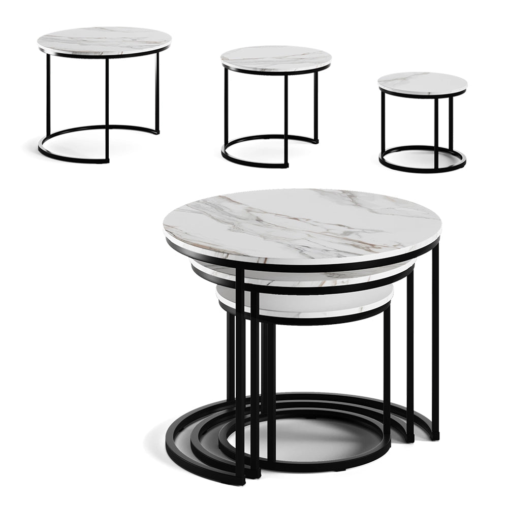 Vicco Tavolino da divano Bianco/nero 55 x 55 cm 3 parti