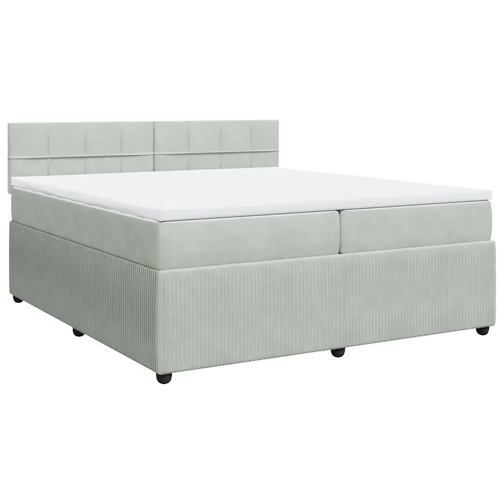 Giroletto a Molle con Materasso Grigio Chiaro 200x200cm Velluto