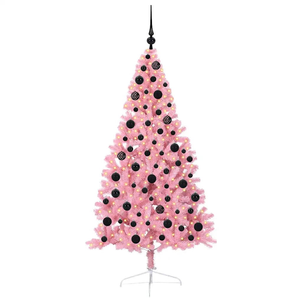 Albero di Natale artificiale con luci integrate Rosa 180 cm PVC