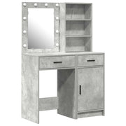 Set da Toeletta | Tavolo da Trucco con LED con porta 2 pz Grigio cemento