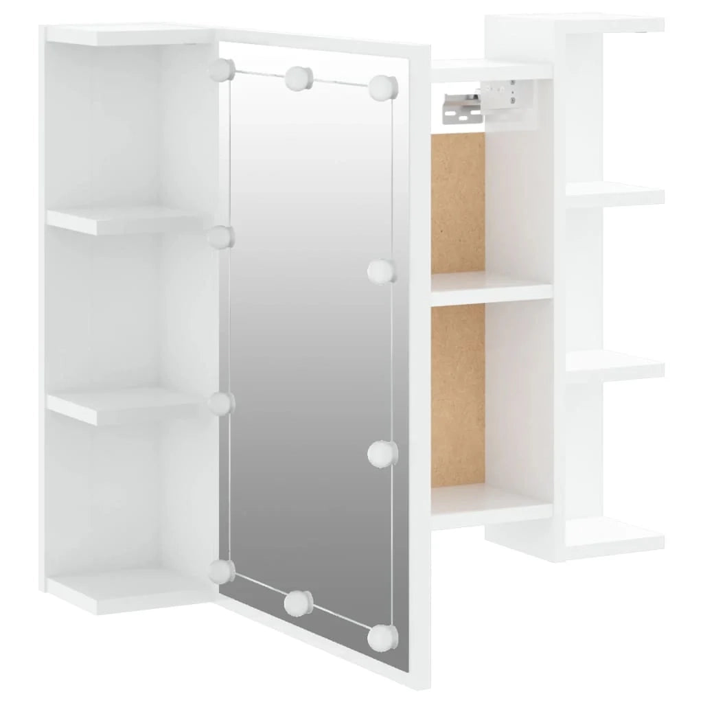 Armadio a specchio con illuminazione a LED 70 x 16,5 x 60 cm bianco lucido 02_0006658
