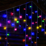 Tenda luminosa luci natalizie con 380 LED da 10 mt prolungabile con luci multicolor e flash bianco freddo intermittente per balcone facciate interno esterno IP44 cascata