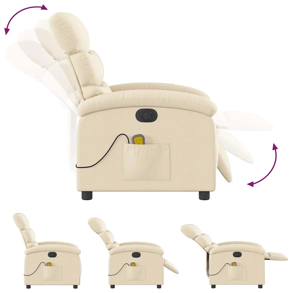 Poltrona Reclinabile Massaggiante Elettrica Crema in Tessuto 3203975
