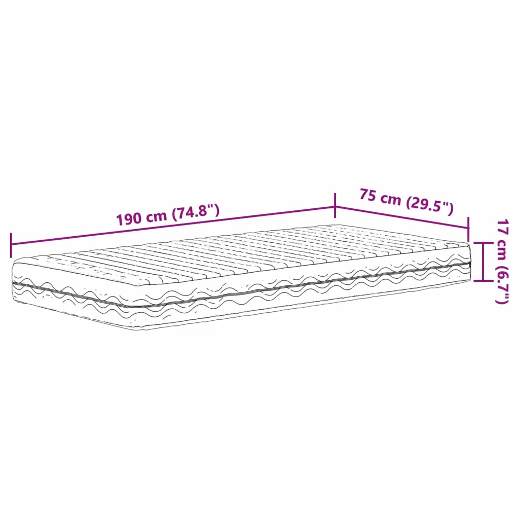 Materasso in schiuma H2 e H3 75 x 190 cm Bianco 42029432