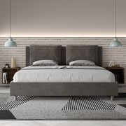 Letto imbottito Matrimoniale 200x210 cm Antea - Con rete,Microfibra,Grigio