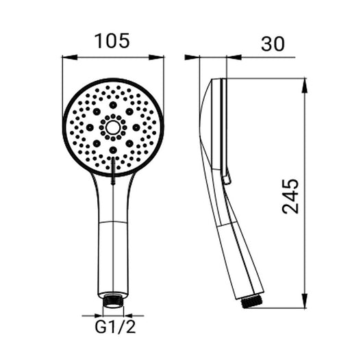 Doccetta bianca 5 getti - Serie Tao