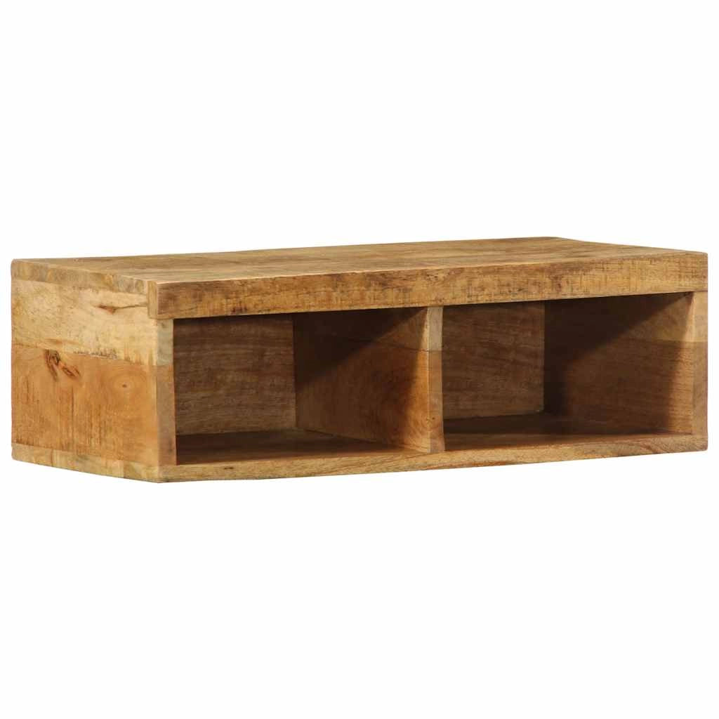 Mobile TV da parete salvaspazio con contenitore 60 x 30 x 19 cm in legno massello di mango grezzo 02_0057701