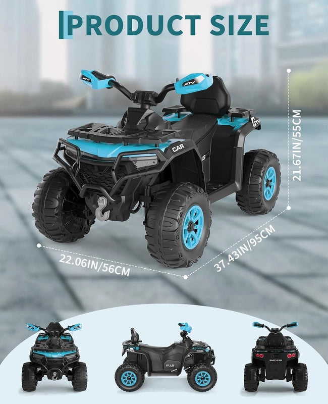 Quad Elettrico Fuoristrada 12V per Bambini con Telecomando; Sospensioni; Bluetooth e Luci LED; 3-8 Anni