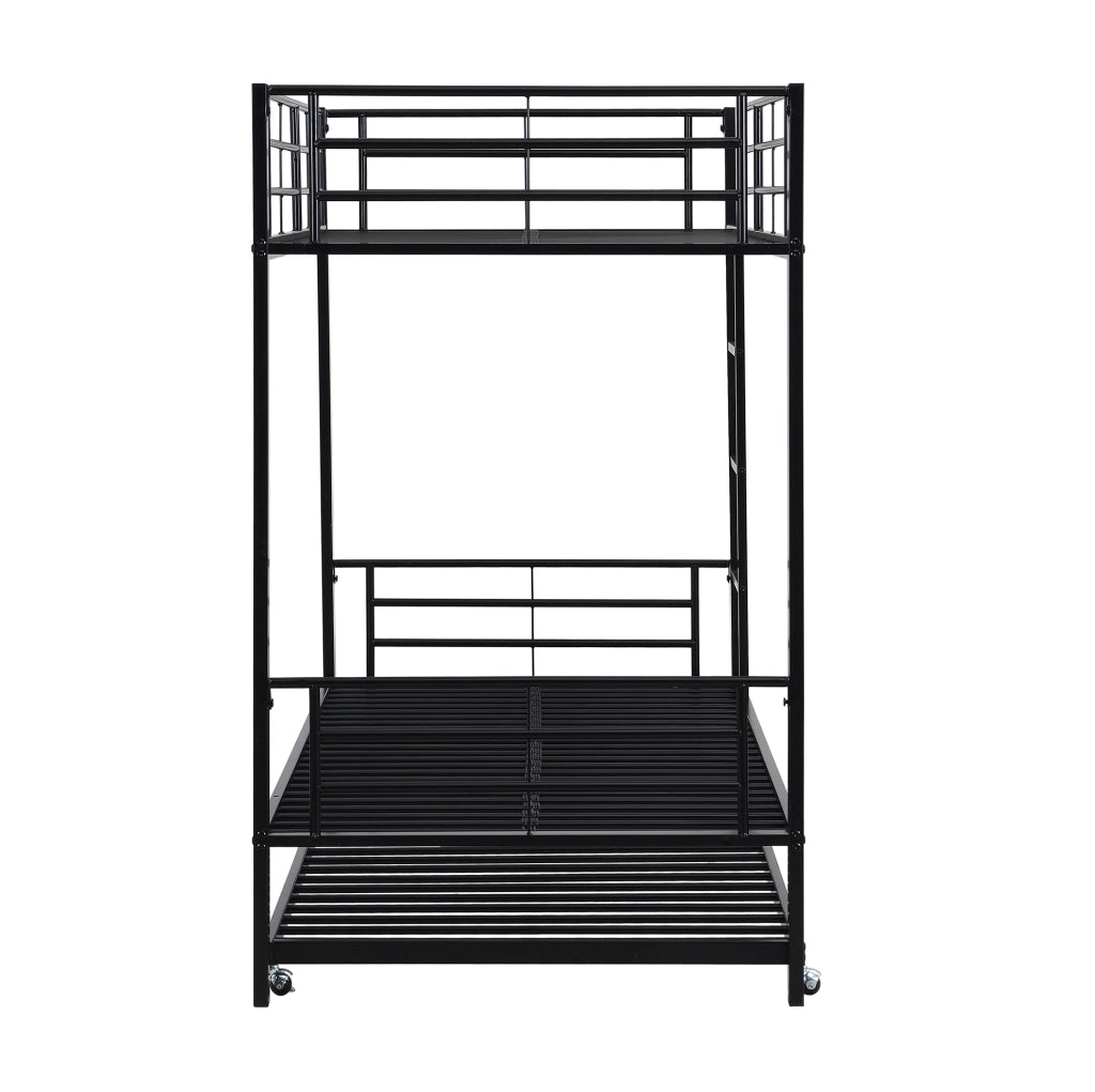 Letto a castello 204x95x160 cm con letto estraibile; metallo nero